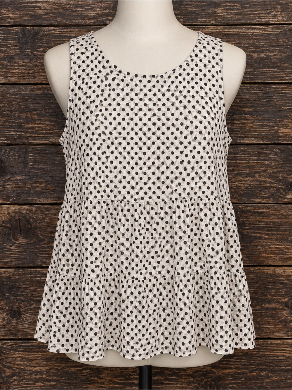 Cato Womens Casual Top Size Small White With Black Polka Dot Sleeveless